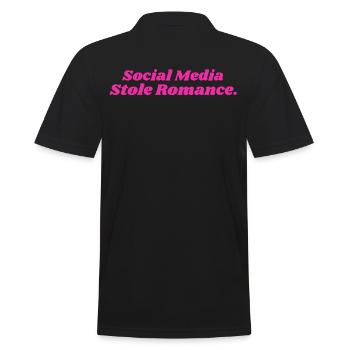 SOCIAL MEDIA STOLE ROMANCE DAMEN - Männer Poloshirt - Schwarz - Hinten - Kai (181cm)