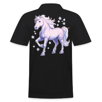 Pferd mit Sternen - Männer Poloshirt - Schwarz - Hinten - Kai (181cm)