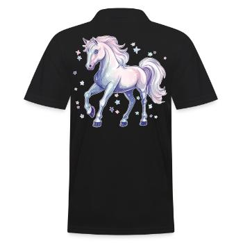 Pferd mit Sternen - Männer Poloshirt - Schwarz - Hinten - Kai (181cm)