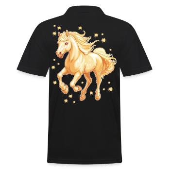 Pferd mit Sternen - Männer Poloshirt - Schwarz - Hinten - Kai (181cm)