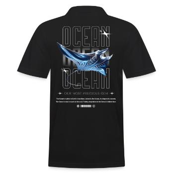 Ocean Manta Precious Treasure - Men's Polo Shirt - black - Back - Kai (181cm)