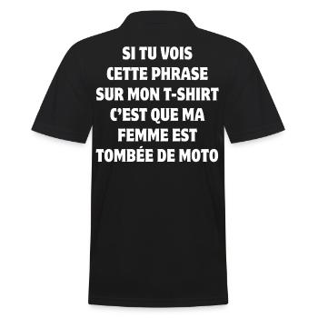 moto, motard, biker, motard humour - Polo Homme - noir - Dos - Kai (181cm)