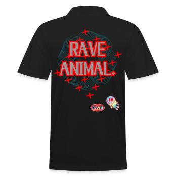 RAVE ANIMAL – Techno Streetwear Design - Polo Homme - noir - Dos - Kai (181cm)