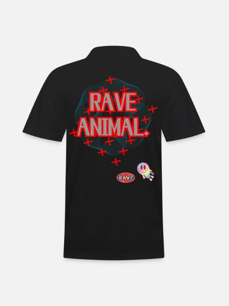 RAVE ANIMAL – Techno Streetwear Design - Men's Polo Shirt - black