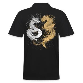 Cygnes dragons dans le style Yin et Yang - Polo Homme - noir - Dos - Kai (181cm)