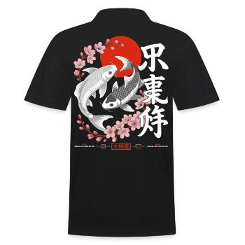 Koi - yin yang japon - Polo Homme - noir - Dos - Kai (181cm)