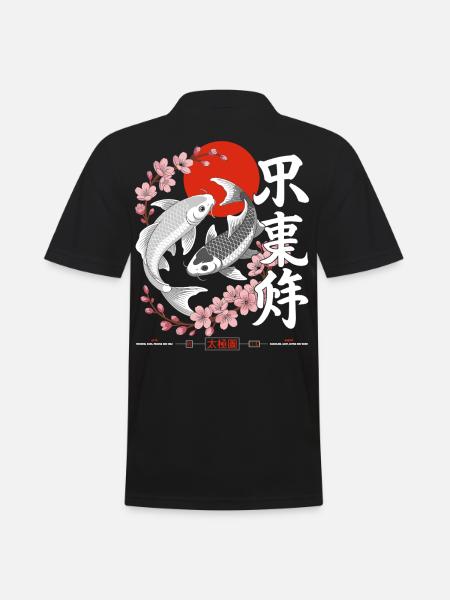 Koi - yin yang japan - Men's Polo Shirt - black