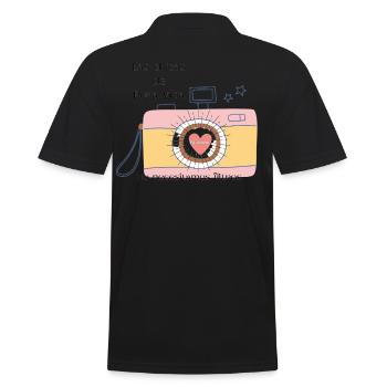 Retro Camera with a Positive Message - Men's Polo Shirt - black - Back - Kai (181cm)