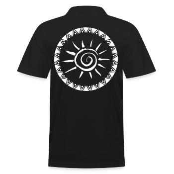 Geometrisches Sunburst Mandala Design - Männer Poloshirt - Schwarz - Hinten - Kai (181cm)