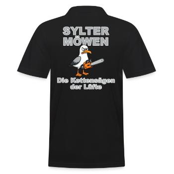 Sylt Seagulls Grey:Design by Dekoinsel Sylt - Men's Polo Shirt - black - Back - Kai (181cm)