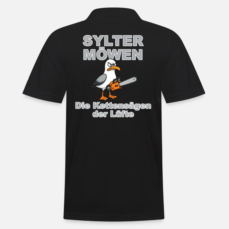 Sylt Seagulls Grey :Design by Dekoinsel Sylt - Polo Homme - noir