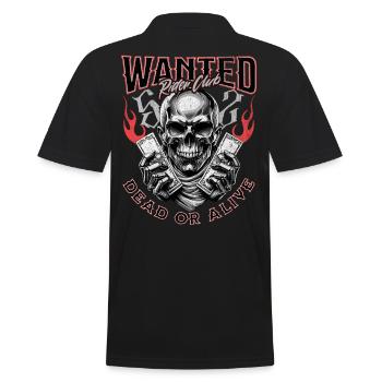 Wanted Biker Skull Dead or Alive Motorcycle Chopper - Men's Polo Shirt - black - Back - Kai (181cm)