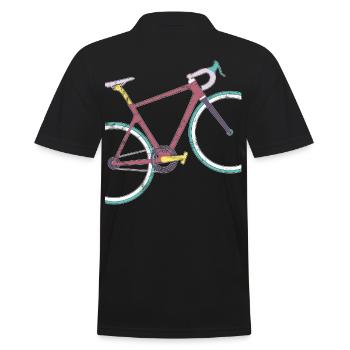 Retro Vintage Grunge Road Bike Modern Cycling Design - Men's Polo Shirt - black - Back - Kai (181cm)