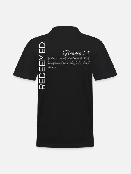 Redeemed - Ephesians 1:7 Christian Design - Men's Polo Shirt - black