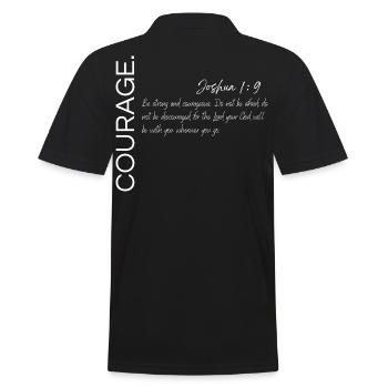 Courage - Joshua 1:9 Christian Design - Men's Polo Shirt - black - Back - Kai (181cm)