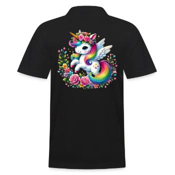 Licorne fleur arc-en-ciel - Polo Homme - noir - Dos - Kai (181cm)