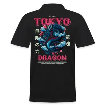 Japanischer Drache - Asiatisches Tokyo Motiv - Männer Poloshirt - Schwarz - Hinten - Kai (181cm)
