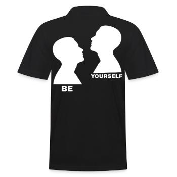 Be Yourself – Minimalistisches Motiv - Männer Poloshirt - Schwarz - Hinten - Kai (181cm)