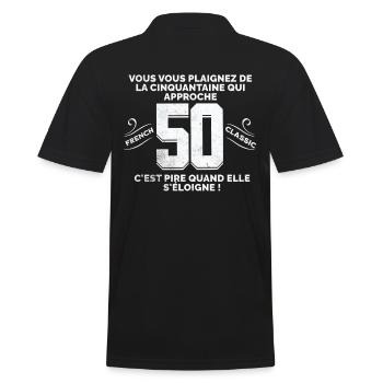 50 Years of Humorous Approach - Men's Polo Shirt - black - Back - Kai (181cm)