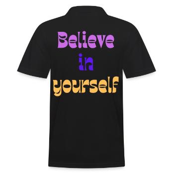 Believe in Yourself Retro Gradient - Men's Polo Shirt - black - Back - Kai (181cm)