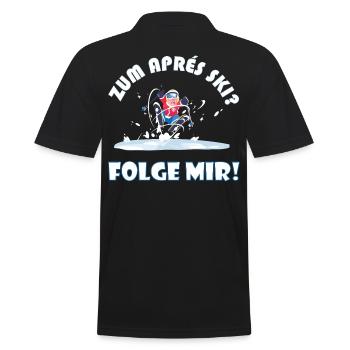 For après-ski? Follow me! – Funny Winter Saying - Men's Polo Shirt - black - Back - Kai (181cm)