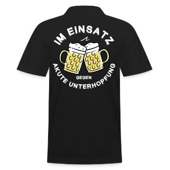 In Action Against Underhopping Beer Saying Funny - Men's Polo Shirt - black - Back - Kai (181cm)