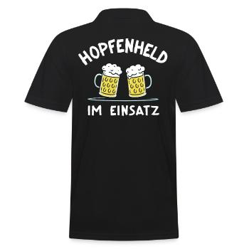 Hopfenheld in Action Original Beer Gift - Men's Polo Shirt - black - Back - Kai (181cm)