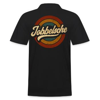 Jobbelsche – Hessian Retro Design - Men's Polo Shirt - black - Back - Kai (181cm)