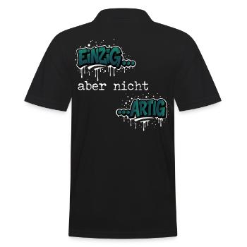 Einzig… aber nicht …artig Einzigartig Spruch - Männer Poloshirt - Schwarz - Hinten - Kai (181cm)