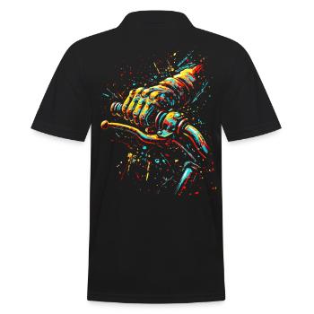 Street Style Biker Motif Full Throttle Throttle Grip - Men's Polo Shirt - black - Back - Kai (181cm)