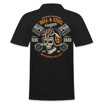 Motos personnalisées Skull Rider - Polo Homme - noir - Dos - Kai (181cm)