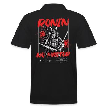 Ronin – No Master Samurai Streetwear - Männer Poloshirt - Schwarz - Hinten - Kai (181cm)