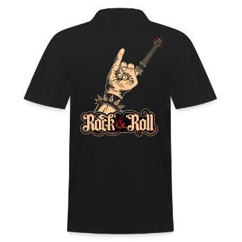 Musiker Gitarre Guitar Rock & Roll Rocker Geschenk - Männer Poloshirt - Schwarz - Hinten - Kai (181cm)