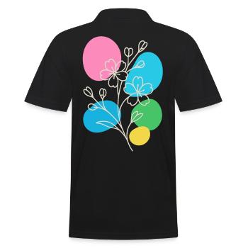 Graphique floral minimaliste, été bohème - Polo Homme - noir - Dos - Kai (181cm)