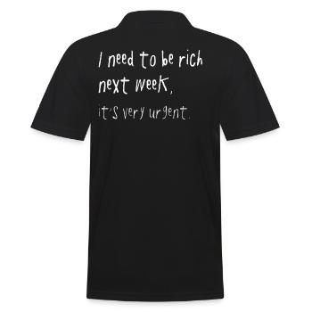 Need To Be Rich Urgent Gen Z Spruch - Polo Homme - noir - Dos - Kai (181cm)