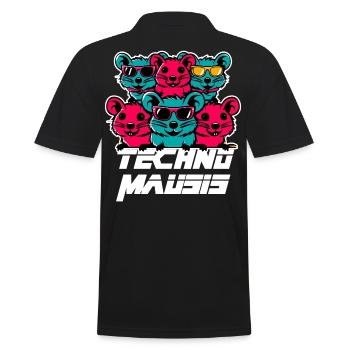 Techno Mausis - Männer Poloshirt - Schwarz - Hinten - Kai (181cm)