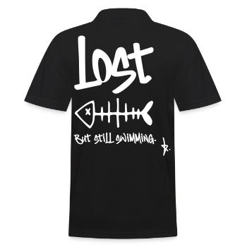 LOST – But still swimming | Herringbone Design - Men's Polo Shirt - black - Back - Kai (181cm)