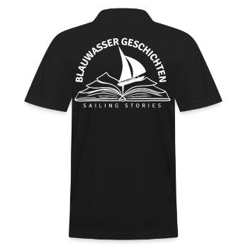 Blauwassergeschichten Logo - Männer Poloshirt - Schwarz - Hinten - Kai (181cm)