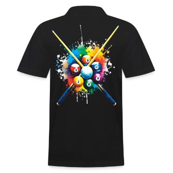 Billard - Illustration balles de billard colorée - Polo Homme - noir - Dos - Kai (181cm)
