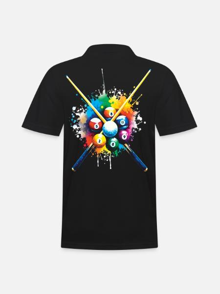 Billard – Illustration von bunten Billardkugeln - Männer Poloshirt - Schwarz