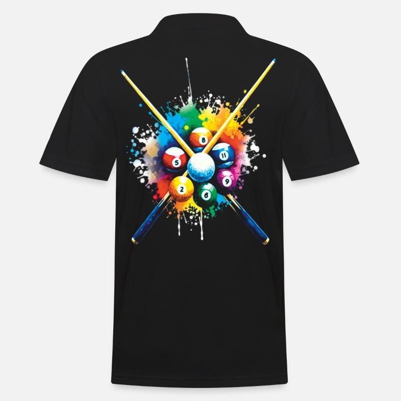 Billard – Illustration von bunten Billardkugeln - Männer Poloshirt - Schwarz