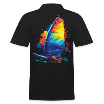 Windsurfen – Wassersportillustration - Männer Poloshirt - Schwarz - Hinten - Kai (181cm)