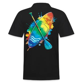 Paddle Board -  Ocean Splash Art sports aquatiques - Polo Homme - noir - Dos - Kai (181cm)