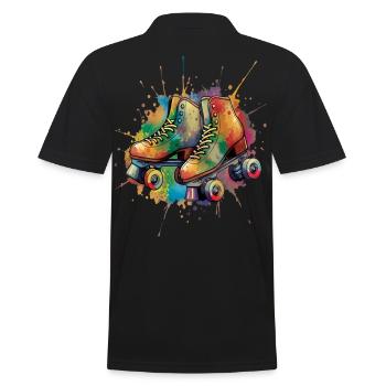 Rollschuhe – Retro urbane Sportillustration - Männer Poloshirt - Schwarz - Hinten - Kai (181cm)