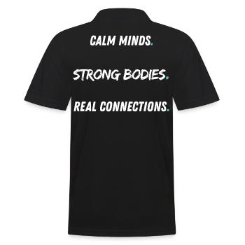 Calm Minds Strong Bodies - Männer Poloshirt - Schwarz - Hinten - Kai (181cm)
