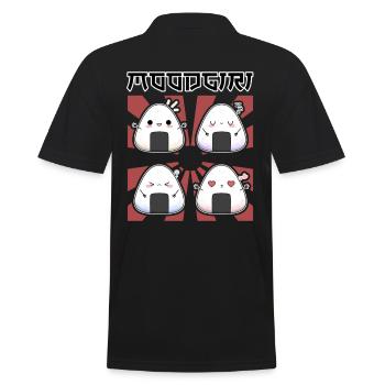 Moodgiri – Kawaii Onigiri Launen - Männer Poloshirt - Schwarz - Hinten - Kai (181cm)