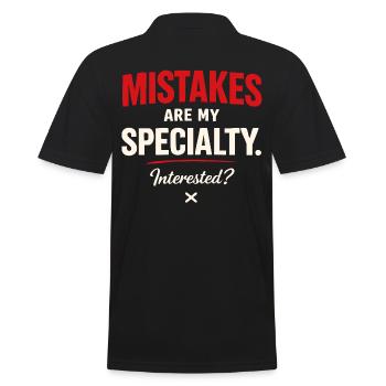 Mistakes Are My Specialty – Flirt Saying - Men's Polo Shirt - black - Back - Kai (181cm)