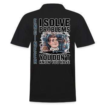 Engineer - For dark background - Men's Polo Shirt - black - Back - Kai (181cm)