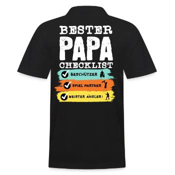 Angler Papa - Bester Papa Checklist - Männer Poloshirt - Schwarz - Hinten - Kai (181cm)