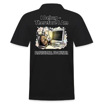 Ich debugge daher bin ich: Pro Bug Hunter – dunkler BG - Männer Poloshirt - Schwarz - Hinten - Kai (181cm)